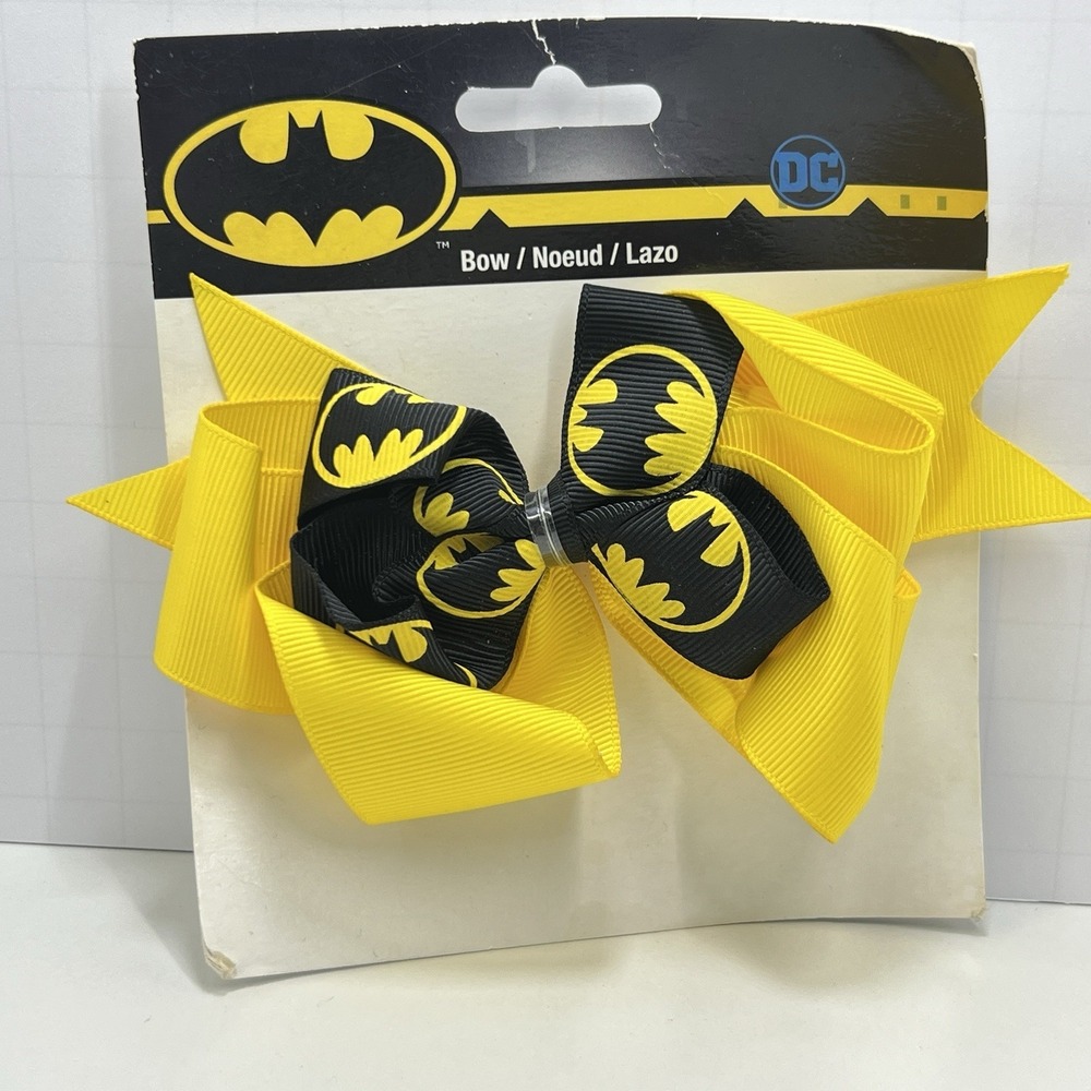 Batman Hair Bow‎ DC Comics Ribbon Logo Yellow Black 2017